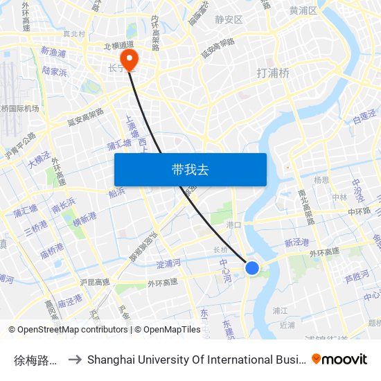 徐梅路龙吴路 to Shanghai University Of International Business And Economic map