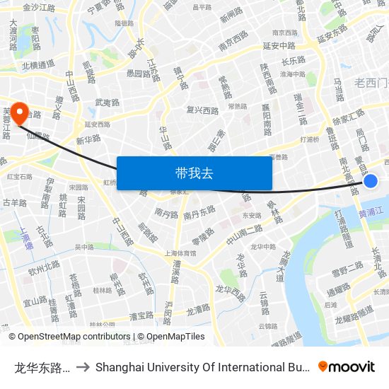 龙华东路蒙自路 to Shanghai University Of International Business And Economic map