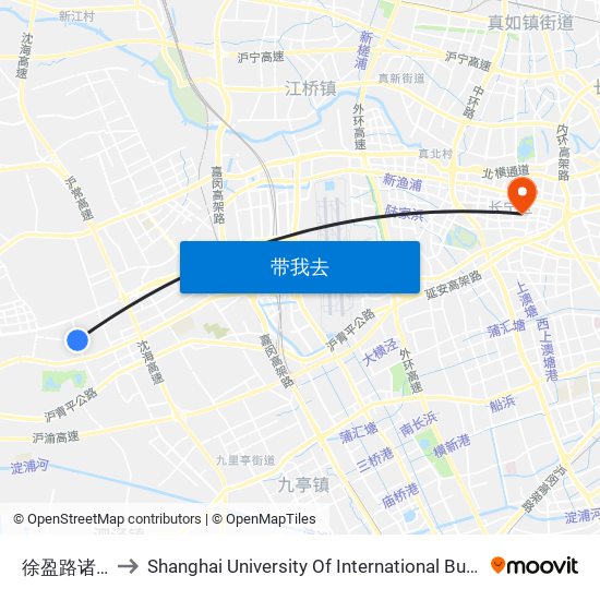 徐盈路诸陆西路 to Shanghai University Of International Business And Economic map