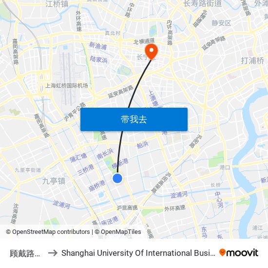 顾戴路水清路 to Shanghai University Of International Business And Economic map