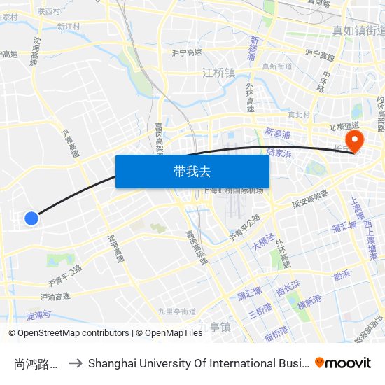 尚鸿路乐高路 to Shanghai University Of International Business And Economic map