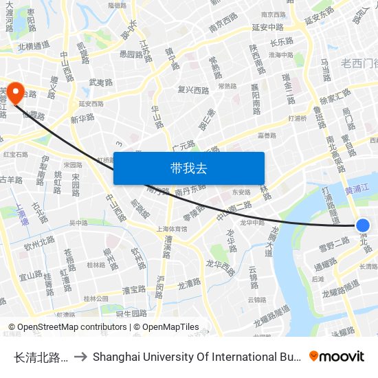 长清北路国展路 to Shanghai University Of International Business And Economic map