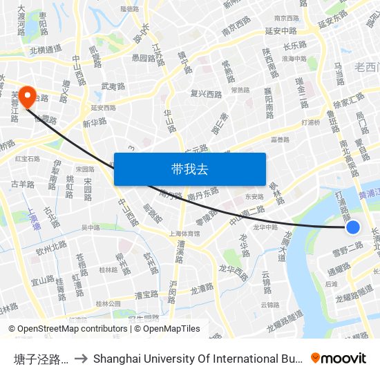 塘子泾路博城路 to Shanghai University Of International Business And Economic map