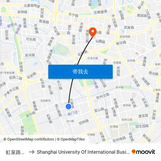 虹泉路合川路 to Shanghai University Of International Business And Economic map