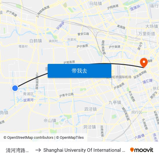 清河湾路漕盈路(西) to Shanghai University Of International Business And Economic map