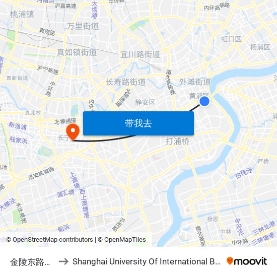 金陵东路江西南路 to Shanghai University Of International Business And Economic map