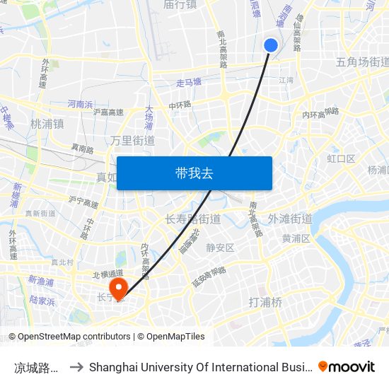 凉城路虹湾路 to Shanghai University Of International Business And Economic map