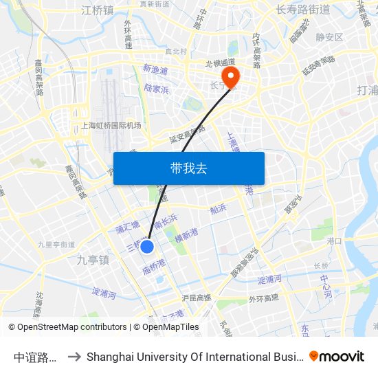 中谊路七莘路 to Shanghai University Of International Business And Economic map