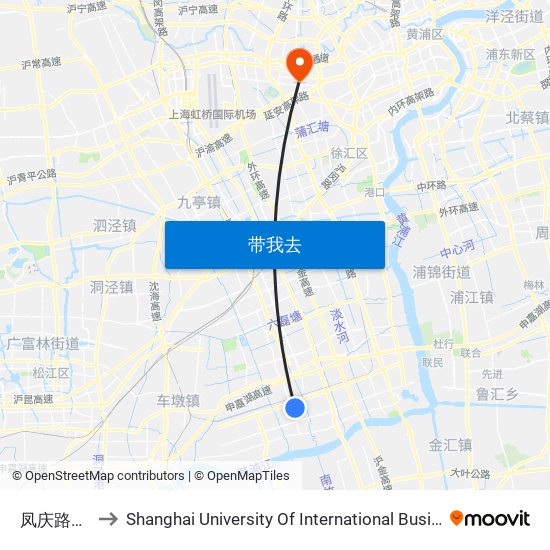 凤庆路华宁路 to Shanghai University Of International Business And Economic map
