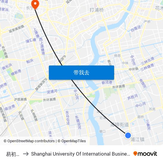 易初莲花 to Shanghai University Of International Business And Economic map