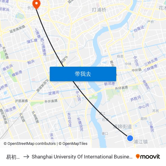 易初莲花 to Shanghai University Of International Business And Economic map