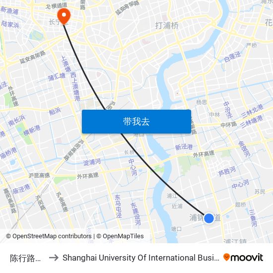 陈行路浦申路 to Shanghai University Of International Business And Economic map