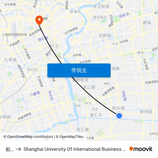 航西 to Shanghai University Of International Business And Economic map