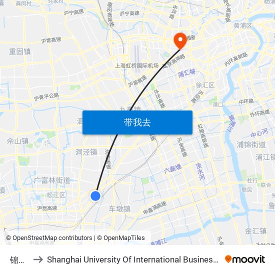 锦昔路 to Shanghai University Of International Business And Economic map