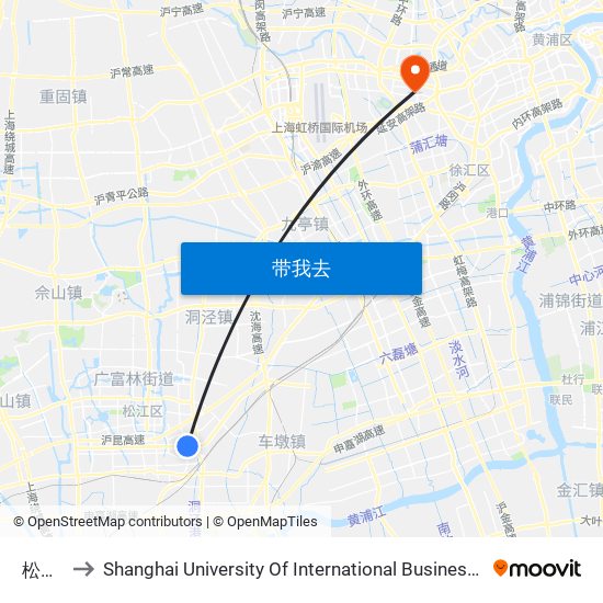 松东路 to Shanghai University Of International Business And Economic map