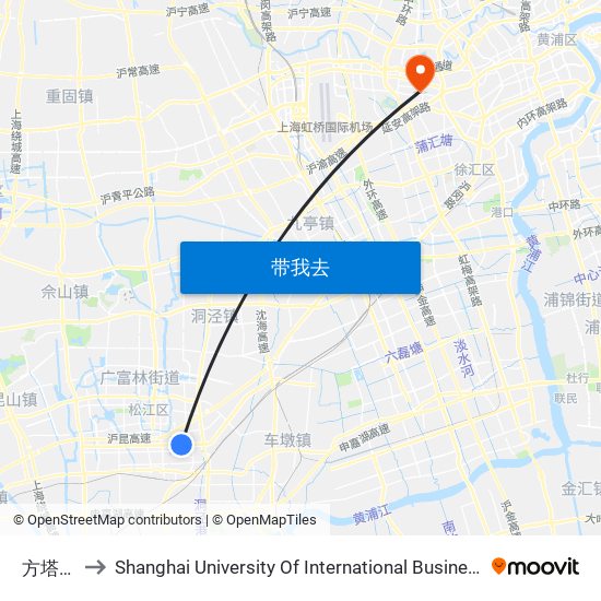 方塔北路 to Shanghai University Of International Business And Economic map