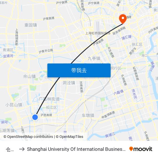 仓华路 to Shanghai University Of International Business And Economic map