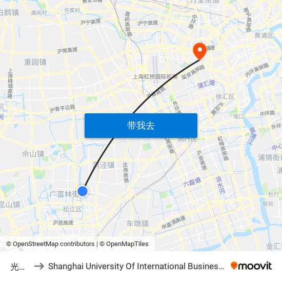 光星路 to Shanghai University Of International Business And Economic map