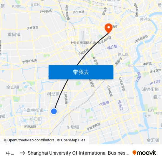 中辰路 to Shanghai University Of International Business And Economic map