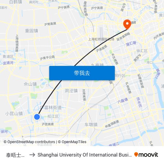 泰晤士小镇西 to Shanghai University Of International Business And Economic map