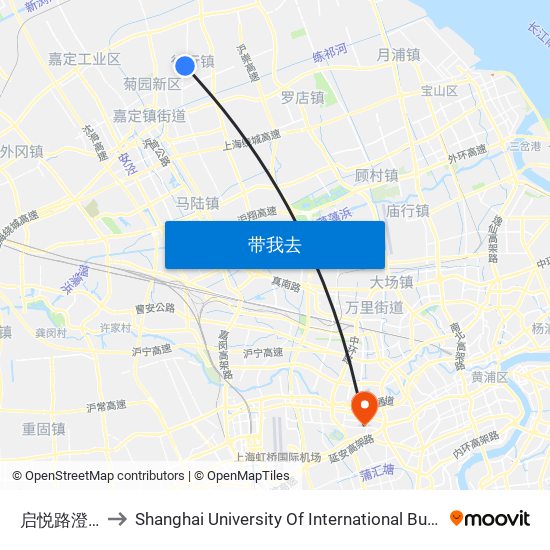 启悦路澄浏公路 to Shanghai University Of International Business And Economic map