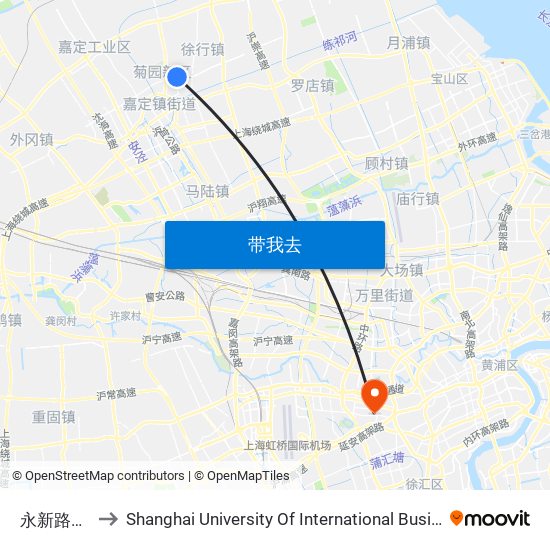 永新路胜竹路 to Shanghai University Of International Business And Economic map