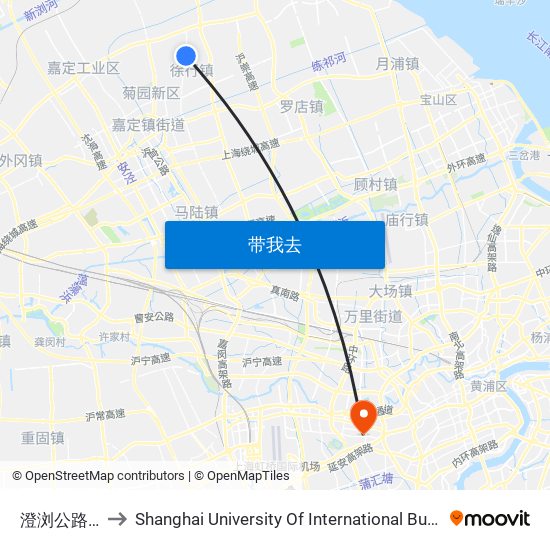澄浏公路施钱路 to Shanghai University Of International Business And Economic map