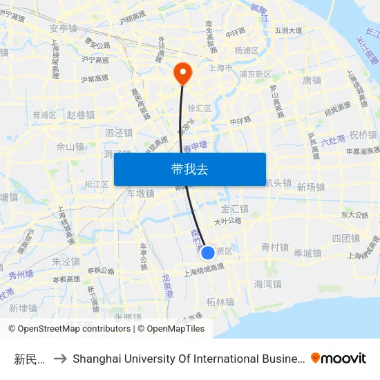 新民旺苑 to Shanghai University Of International Business And Economic map