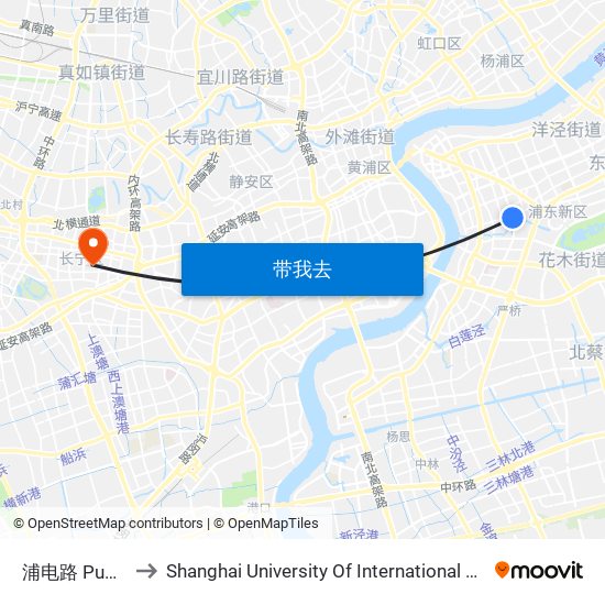 浦电路 Pudian Road to Shanghai University Of International Business And Economic map