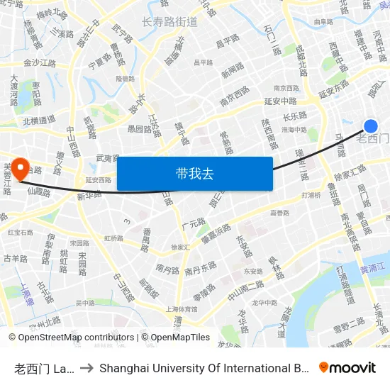 老西门 Laoximen to Shanghai University Of International Business And Economic map