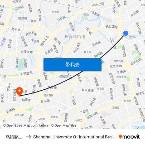 乌镇路蒙古路 to Shanghai University Of International Business And Economic map