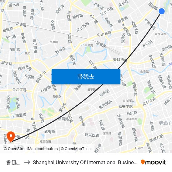 鲁迅公园 to Shanghai University Of International Business And Economic map