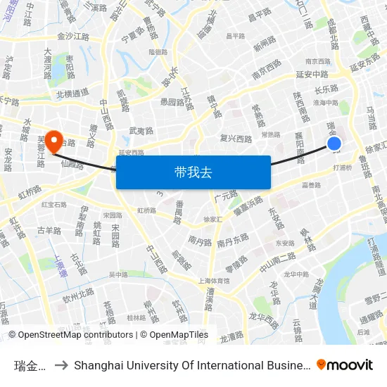瑞金医院 to Shanghai University Of International Business And Economic map