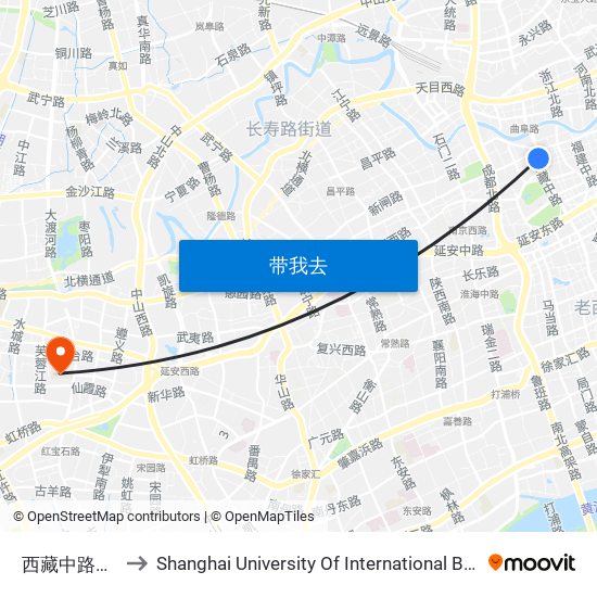 西藏中路北京东路 to Shanghai University Of International Business And Economic map