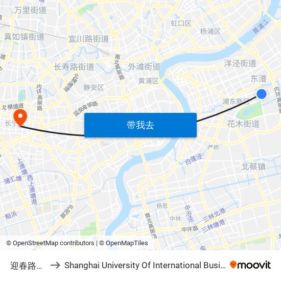 迎春路芳甸路 to Shanghai University Of International Business And Economic map