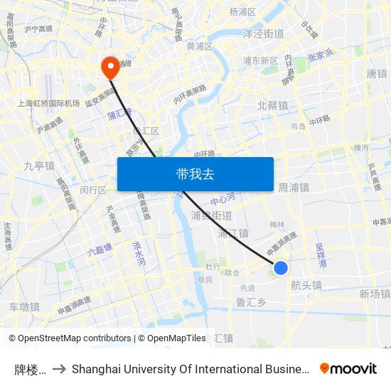 牌楼3组 to Shanghai University Of International Business And Economic map