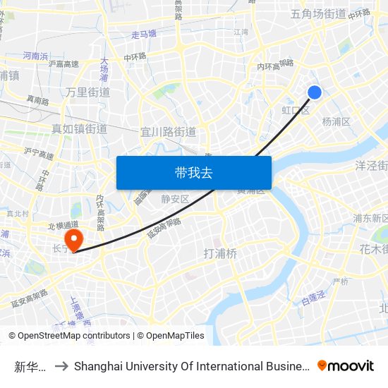 新华医院 to Shanghai University Of International Business And Economic map