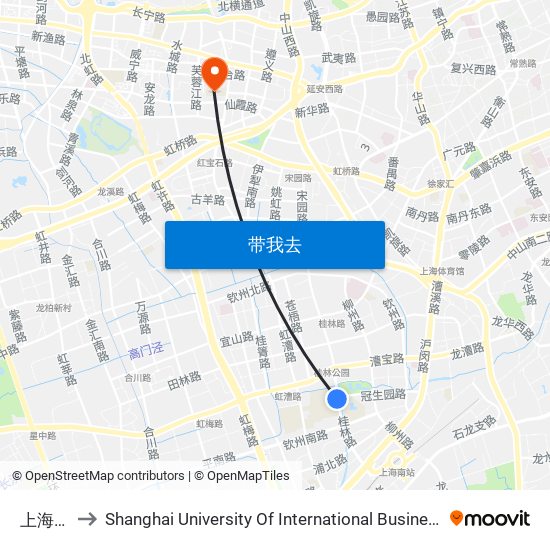 上海师大 to Shanghai University Of International Business And Economic map