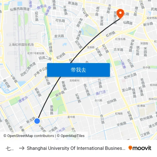 七宝镇 to Shanghai University Of International Business And Economic map