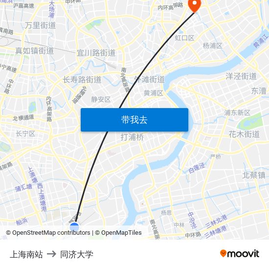 上海南站 to 同济大学 map