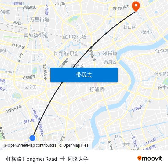 虹梅路 Hongmei Road to 同济大学 map