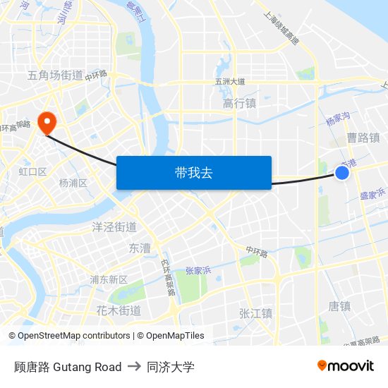 顾唐路 Gutang Road to 同济大学 map