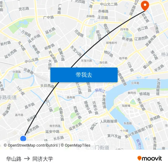 华山路 to 同济大学 map