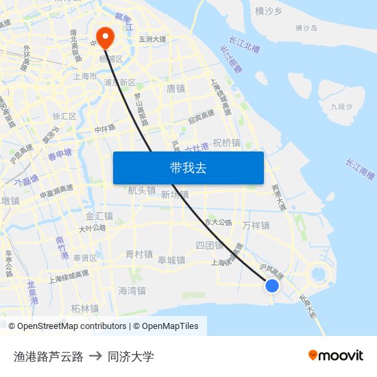 渔港路芦云路 to 同济大学 map