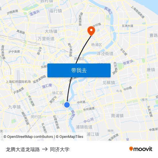 龙腾大道龙瑞路 to 同济大学 map