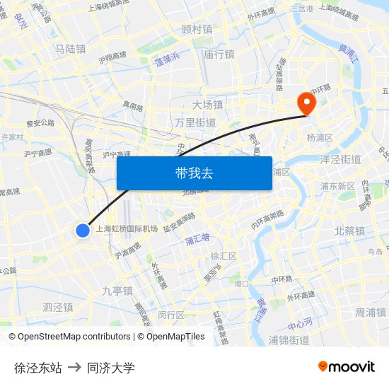 徐泾东站 to 同济大学 map