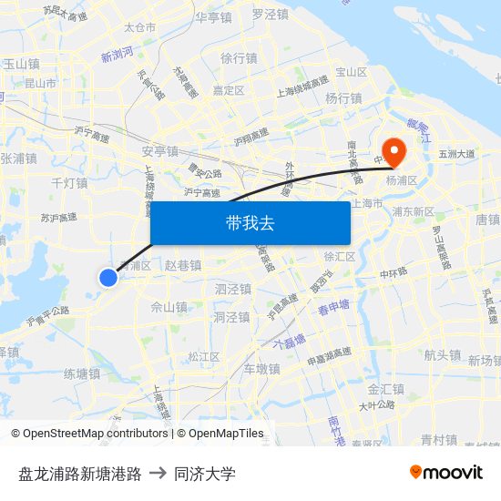 盘龙浦路新塘港路 to 同济大学 map