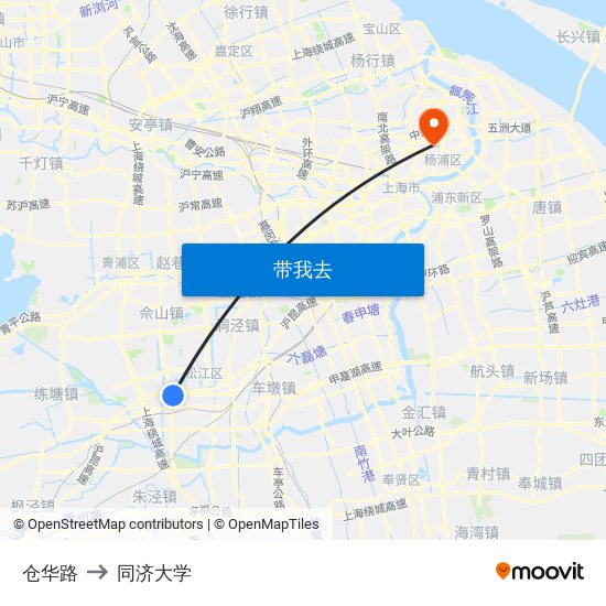 仓华路 to 同济大学 map