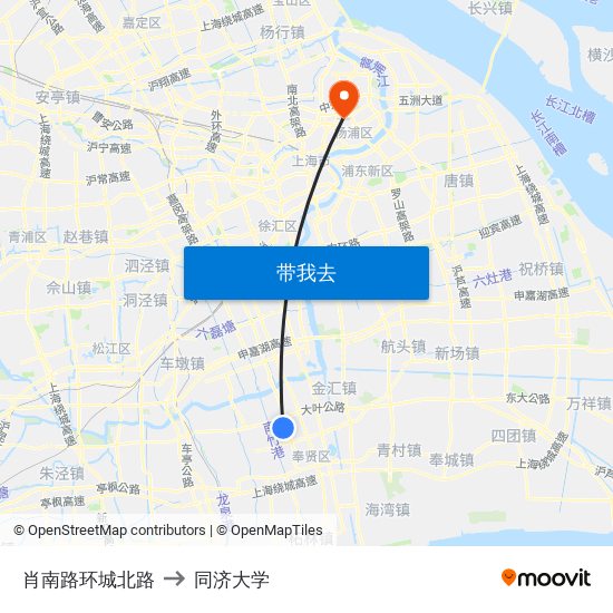 肖南路环城北路 to 同济大学 map