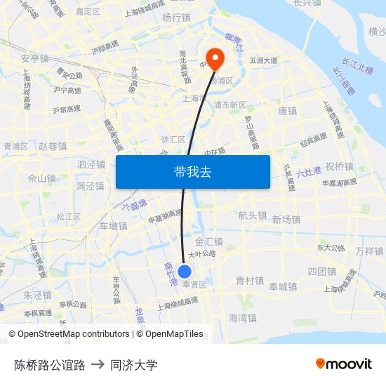 陈桥路公谊路 to 同济大学 map